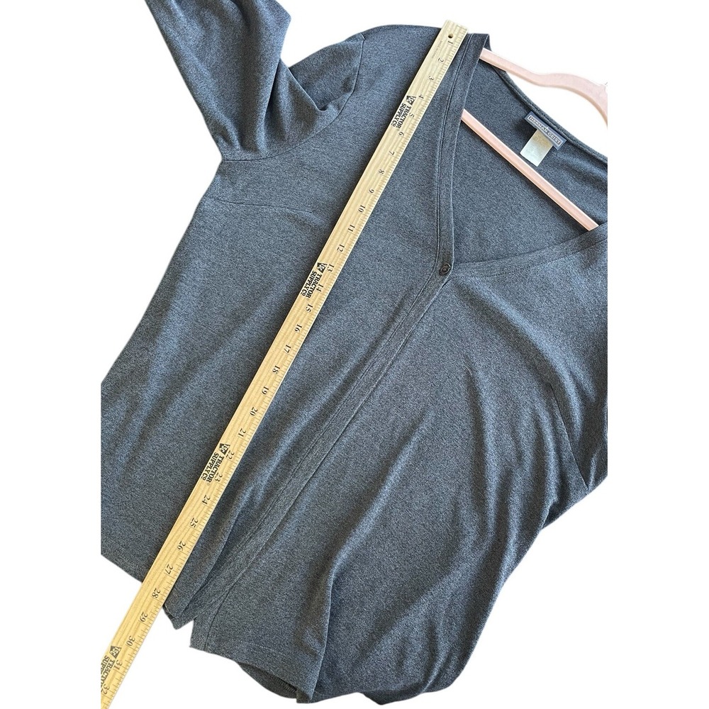 Herman Geist Womens Large Charcoal Gray Single Button V-Neck Cardigan Sweater - Picture 6 of 8
